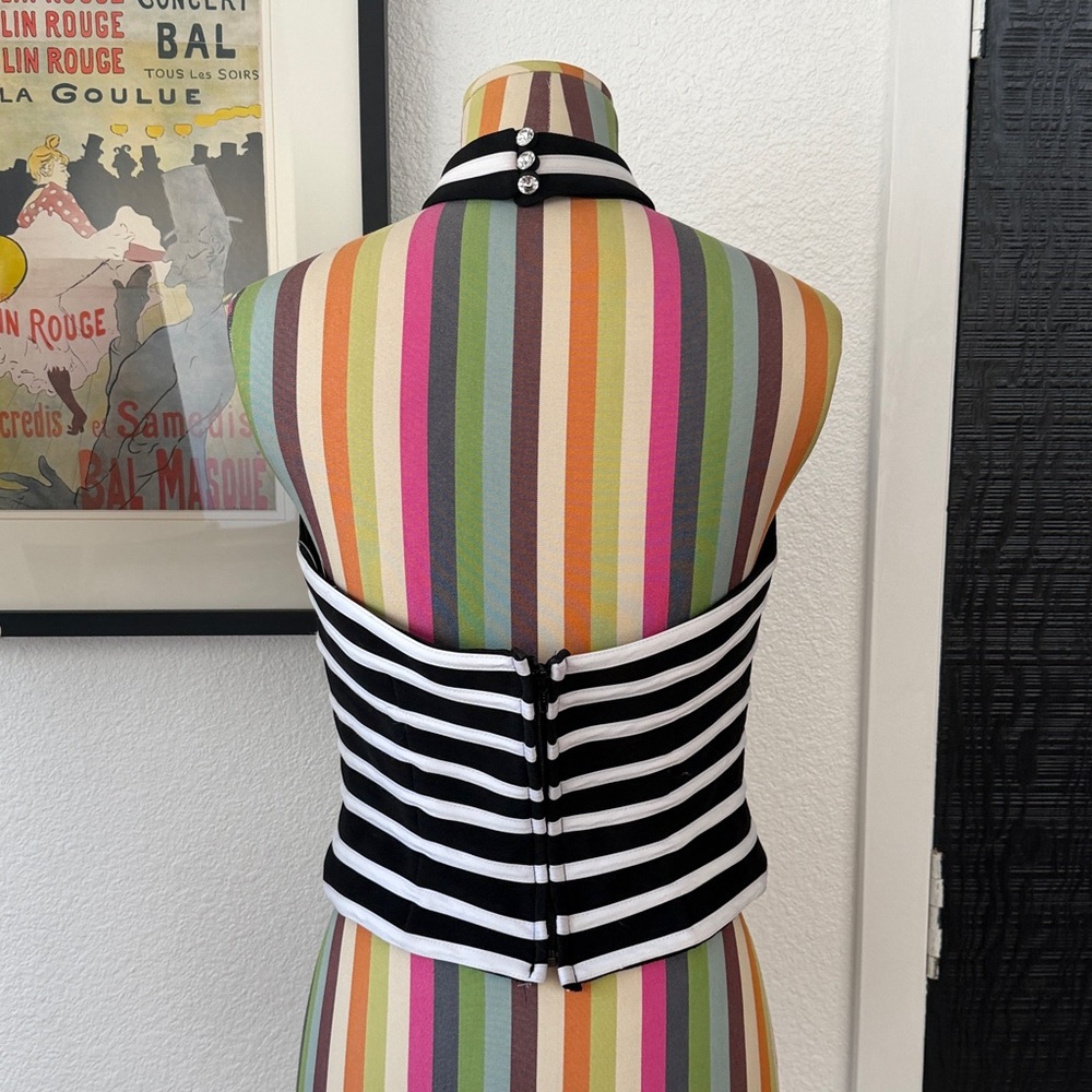 Vintage JS Collections Striped High Neck Halter Top - Picture 3 of 7